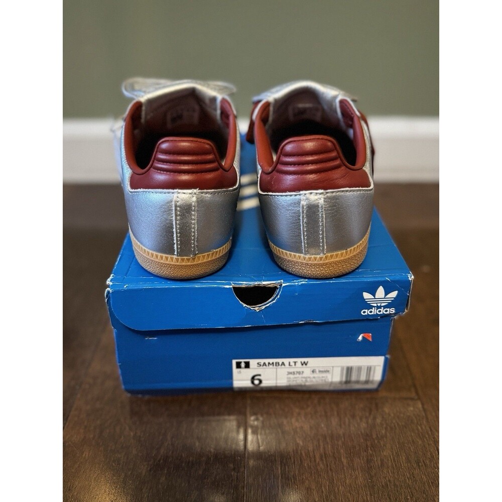 Size 6w - Adidas Samba LT Silver Metallic Preloved Ruby W - Picture 4 of 9